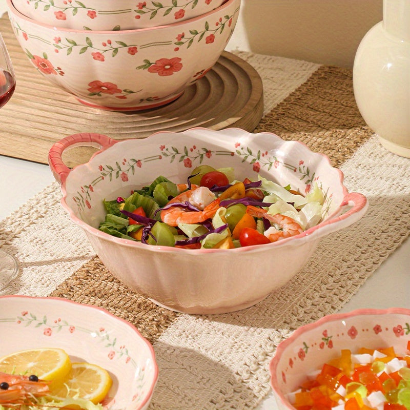 Peach Blossom" Pink Ceramic Dinnerware Set (16/33/44 Pieces)