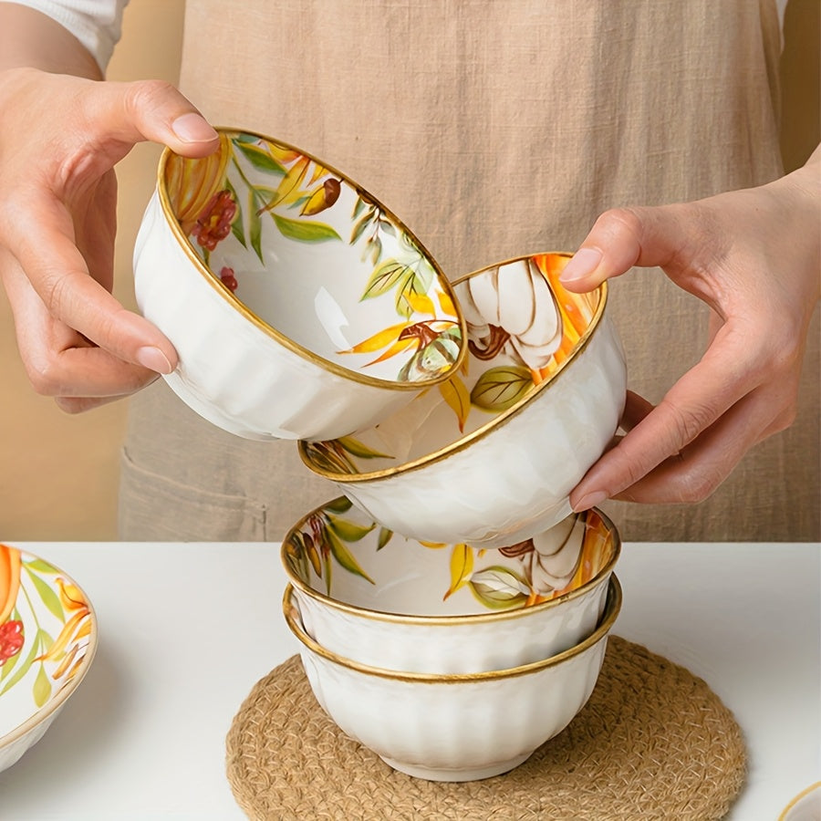 Ceramic Pumpkin Serving Set with Spoons (4 Pieces)